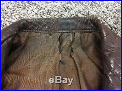 Vintage 30's Brown Horsehide Leather Ball Chain Zipper Jacket Sz 46