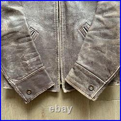 Vintage 40s 50s Brown Horsehide Leather Jacket Coat Side Belt S/M Workwear Moto