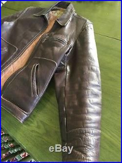 Vintage 40s 50s Motorcycle Sears Hercules Horsehide Leather Jacket Medium 40