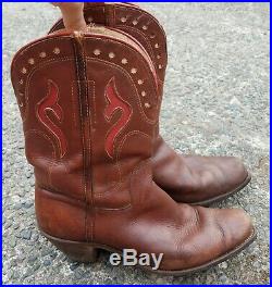 Vintage 40s 50s Peewee Cowboy Boots inlay Cut Out Cloth Pull Size Men's 9.5 D