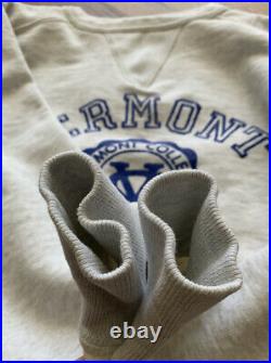 Vintage 40s 50s Vermont College Double V Sweatshirt Gray Athletics Cotton M