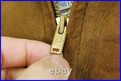 Vintage 40s Plaid Lined Leather Suede Rockabilly Jacket Ball Chain Brown Mens XS