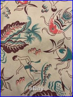 Vintage 40s Sea Island Sportswear Hawaiian Surf/ Fish Drapery Shirt Medium