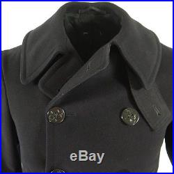 Vintage 40s WWII Pea coat Mens 34 Melton Wool 10 Button Naval Clothing Factory