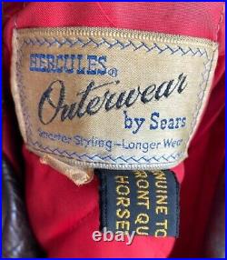 Vintage 50's Sears Hercules Horsehide Leather Motorcycle Jacket C-014