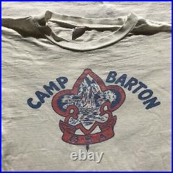 Vintage 50s 60s Camp barton boy scouts RUNNING MAN CHAMPION WHITE t-shirt Medium