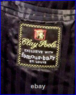 Vintage 50s 60s Clay Poole BESPOKE Black Mongolian Cashmere Overcoat Coat 42 R