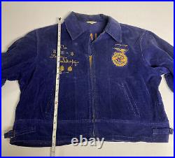 Vintage 50s/60s FFA Future Farmers of America Blue Corduroy Jacket Pins Medals