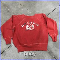 Vintage 50s 60s Sweatshirt 100% Cotton Fades 1950s Alpha IX delta College Gym