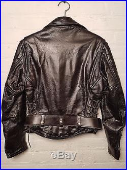 Vintage 50s 60s TAUBERS CALIFORNIA belted motorcylcle black leather biker jacket