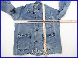 Vintage 50s Chore Coat Mens Size Large Unique Denim 3 Pocket Unbranded OshKosh