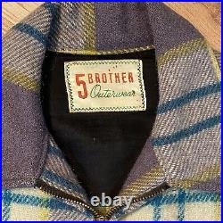 Vintage 50s Five Brother Wool Plaid Jacket Mens Large Zip Up Cruiser