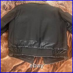 Vintage 50s Men's small black horsehide leather motorcycle bomber jacket