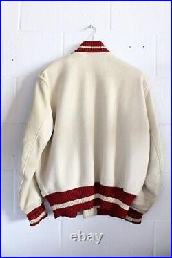 Vintage 50s Stanford Letterman Jacket Varsity 44 M/L Beige Red Whiting