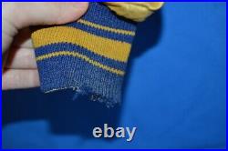 Vintage 50s VERDIGRE HAWKS FOOTBALL SATIN REVERSIBLE BLUE GOLD SNAP UP JACKET L