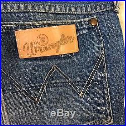 Vintage 50s Wrangler Blue Bell Sanforized Denim Jeans 32x36 Gripper Zipper Rivet