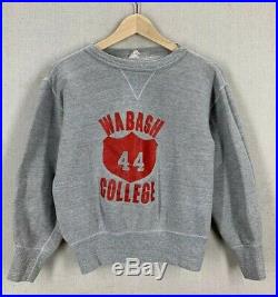 Vintage 60's Wabash College Heather Gray Single V Champion Sweatshirt Sz Small