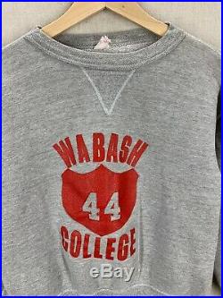 Vintage 60's Wabash College Heather Gray Single V Champion Sweatshirt Sz Small