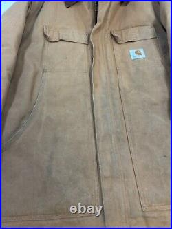 Vintage 60s/70s Carhartt Duck Blanket Lined Canvas Chore Barn Coat Size Large