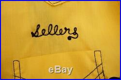 Vintage 60s 70s Hilton Large Yellow Embroidered Bowling Rockabilly Retro Shirt