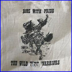 Vintage 60s 70s T Shirt Ride With Pride Wild Sweet Warriors Cowboy Horse Sz M