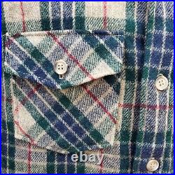 Vintage 60s/70s Woolrich Green Plaid Wool Flannel Shirt Light Men's Size Medium