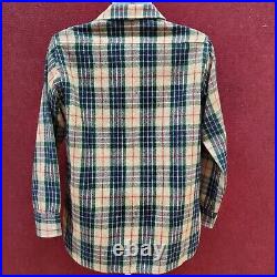 Vintage 60s/70s Woolrich Green Plaid Wool Flannel Shirt Light Men's Size Medium