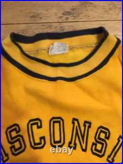 Vintage 60s Double Ringer Flocked Elcho Wisconsin Sweat Shirt Short Sleeve LG