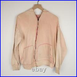 Vintage 60s Faded Pink Zip Up Hoodie Sweatshirt Size M