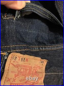 Vintage 60s Levis 501 Selvedge Red Line Denim Blue Jeans Big E 28 X28