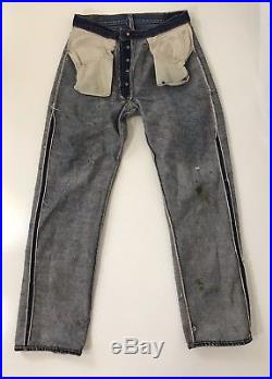 Vintage 60s Levis 501 Selvedge Red Line Denim Blue Jeans Big E no hidden rivets