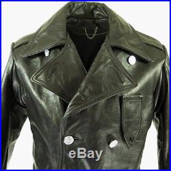 Vintage 60s Philadelphia Police Leather Coat Mens 38 Deadstock Black Jacket