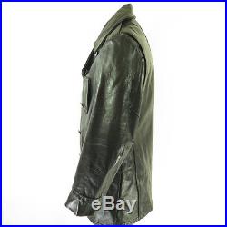 Vintage 60s Philadelphia Police Leather Coat Mens 38 Deadstock Black Jacket