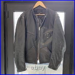 Vintage 60s Schott Perfecto Cafe Racer Black Leather Jacket Coat USA 46 Moto