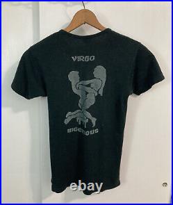 Vintage 60s Virgo Sex Henley Astrology Horoscope Single Stitch T-shirt Black S