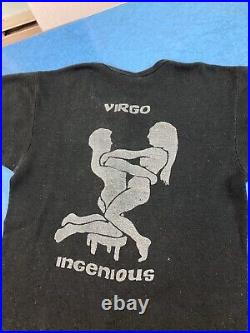 Vintage 60s Virgo Sex Henley Astrology Horoscope Single Stitch T-shirt Black S