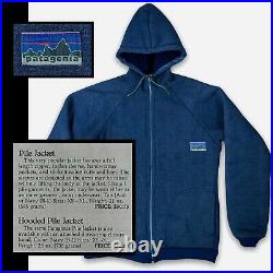 Vintage 70's PATAGONIA Blue Hooded Reverse Deep Pile Fleece Hoodie Jacket USA