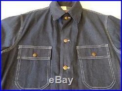 Vintage 70s 80s JC PENNEY BIG MAC Indigo Denim Work Coverall Jacket 38 Deadstock