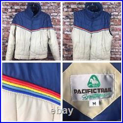 Vintage 70s 80s Pacific Trail Rainbow Stripe Reversible Jacket Vest Medium Retro