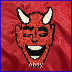 Vintage 70s 80s Red Devil Satin Chain Stitched Bowling Club Jacket Sz M