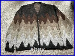 Vintage 70s 80s Wool Mohair Cardigan Sweater Grunge Kurt Cobain