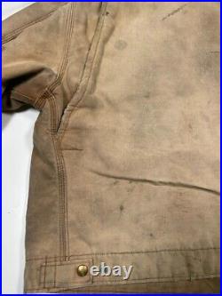 Vintage 70s Carhartt Blanket Lined Canvas Workwear Detroit Jacket Size 48 Beige