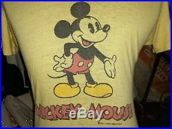 Vintage 70s DIsney Mickey mouse Soft Paper thin Cartoon 2 sided promo t shirt M