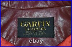 Vintage 70s GARFIN LEATHERS BLACK BROWN LEATHER BOMBER JACKET SZ LARGE L