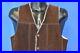Vintage 70s GENUINE LEATHER BROWN SUEDE SHERPA LINED SNAP UP VEST MEN’S SMALL S