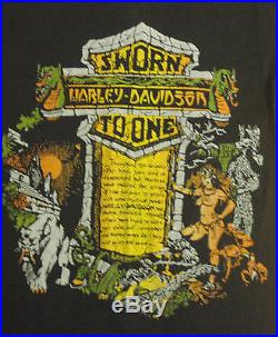 Vintage 70s HARLEY Tombstone T-shirt DRAGON Hawg BAR SHIELD Biker not 3D 80s