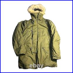 Vintage 70s N3B Hooded Parka Jacket Snorkel Military Fur Hood USAF Mens Size XL