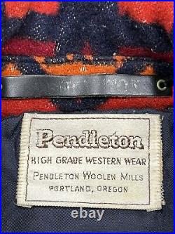 Vintage 70s Pendleton High Grade Western Wear Aztec Print Wool Ranch Coat Large