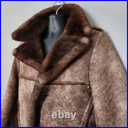 Vintage 70s Rancher Suede Genuine Shearling Western Coat Rice Sportswear Small