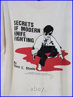 Vintage 70s Secrets Of Knife Fighting Thrashed Punk T Shirt XL USA Hollywood CA